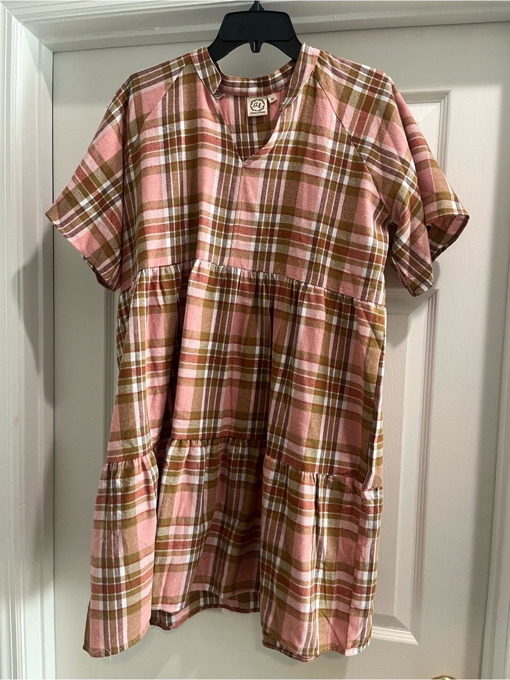 Plaid Pink Tiered Mini Dress